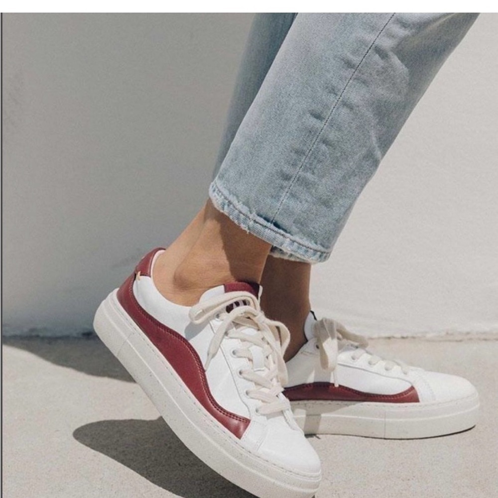 Soludos Yebo Vegan Leather Women Sneakers Shoes White Red 9.5